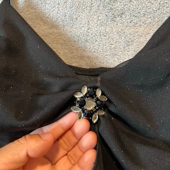 Y2K Vintage Handkerchief Hem Slip‎ Dress Glitter Mesh Rhinestone Fairy Grunge SM - Picture 7 of 7